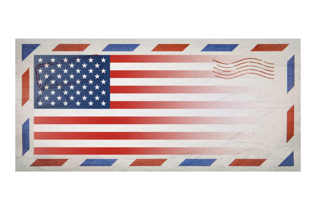 American flag envelope representing nonprofit messaging during an election year