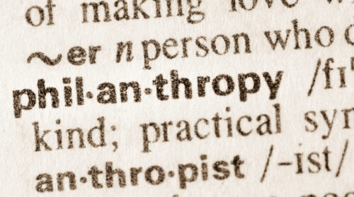 Dictionary definition of philanthropy representing nonprofits past and present