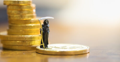 Grim reaper with gold coins indicating effect of changes in estate taxes and charitable deductions on charitable giving