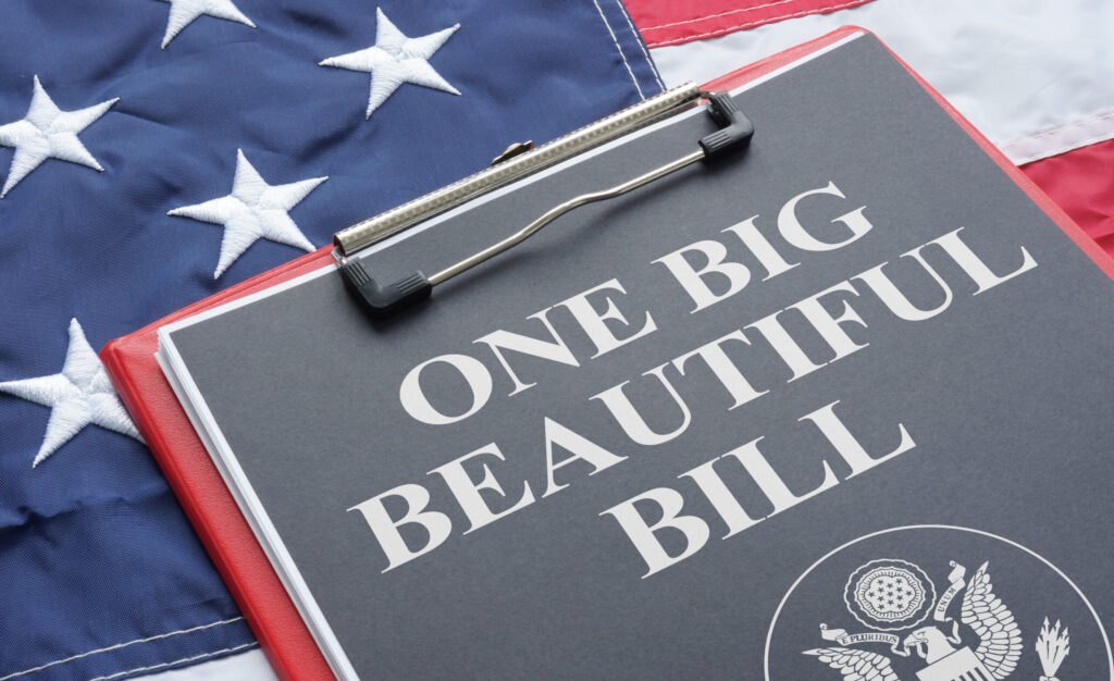 One Big Beautiful Bill Act is shown using a text and US flag