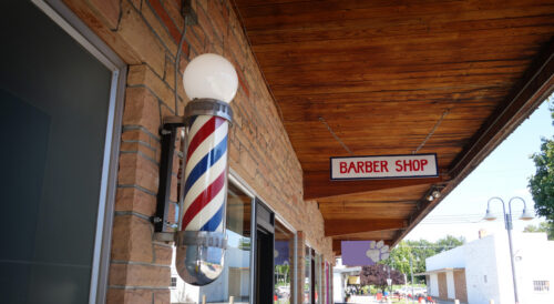 old barber shop with pole