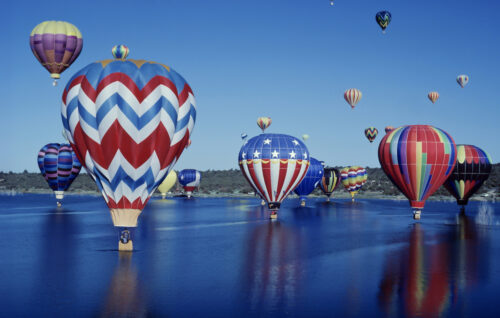 Hot Air Balloons in Farmington, New Mexico, they are doing a "touch down" on Farmington Lake for 4th of July celebration.